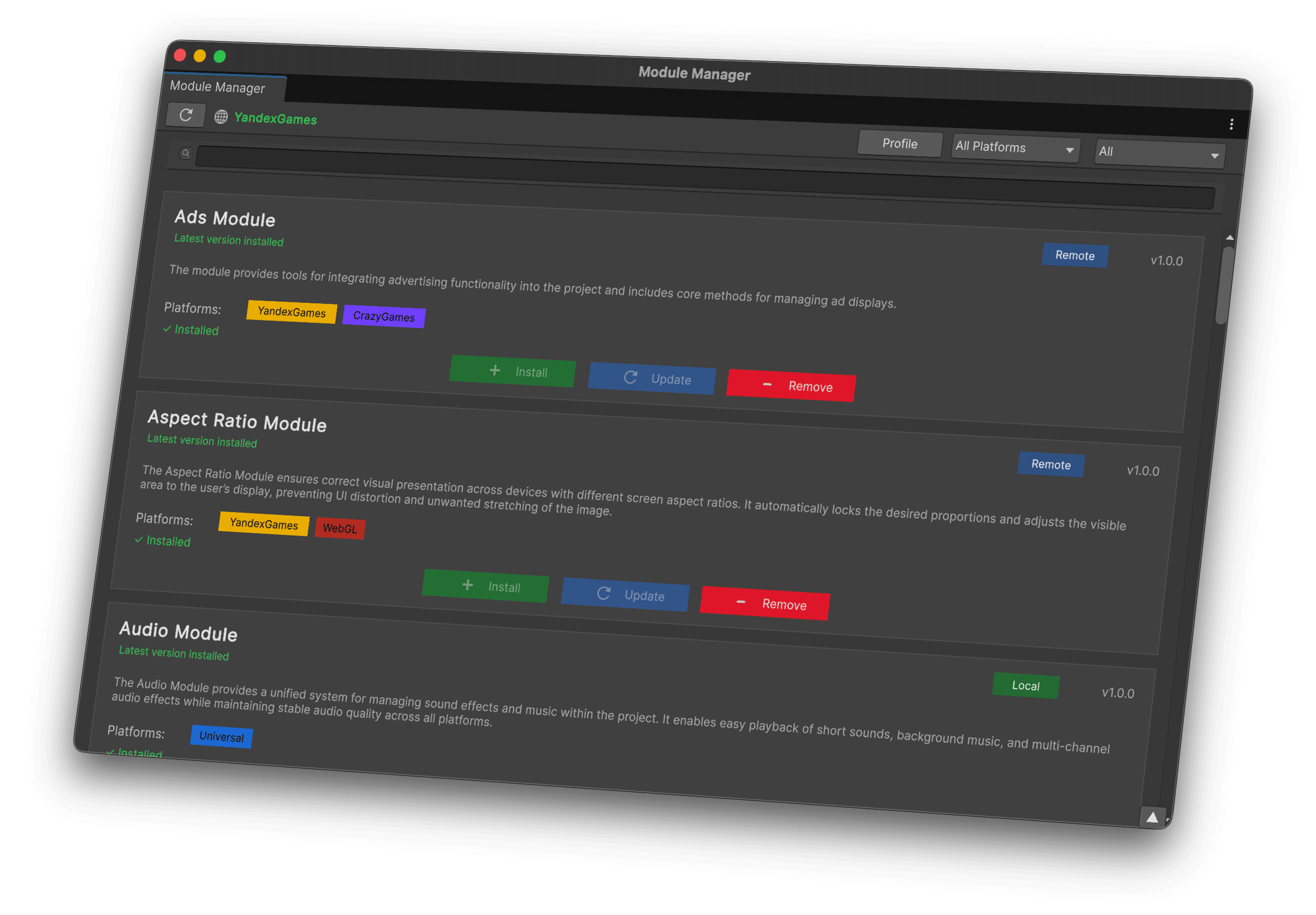 Module Manager Interface